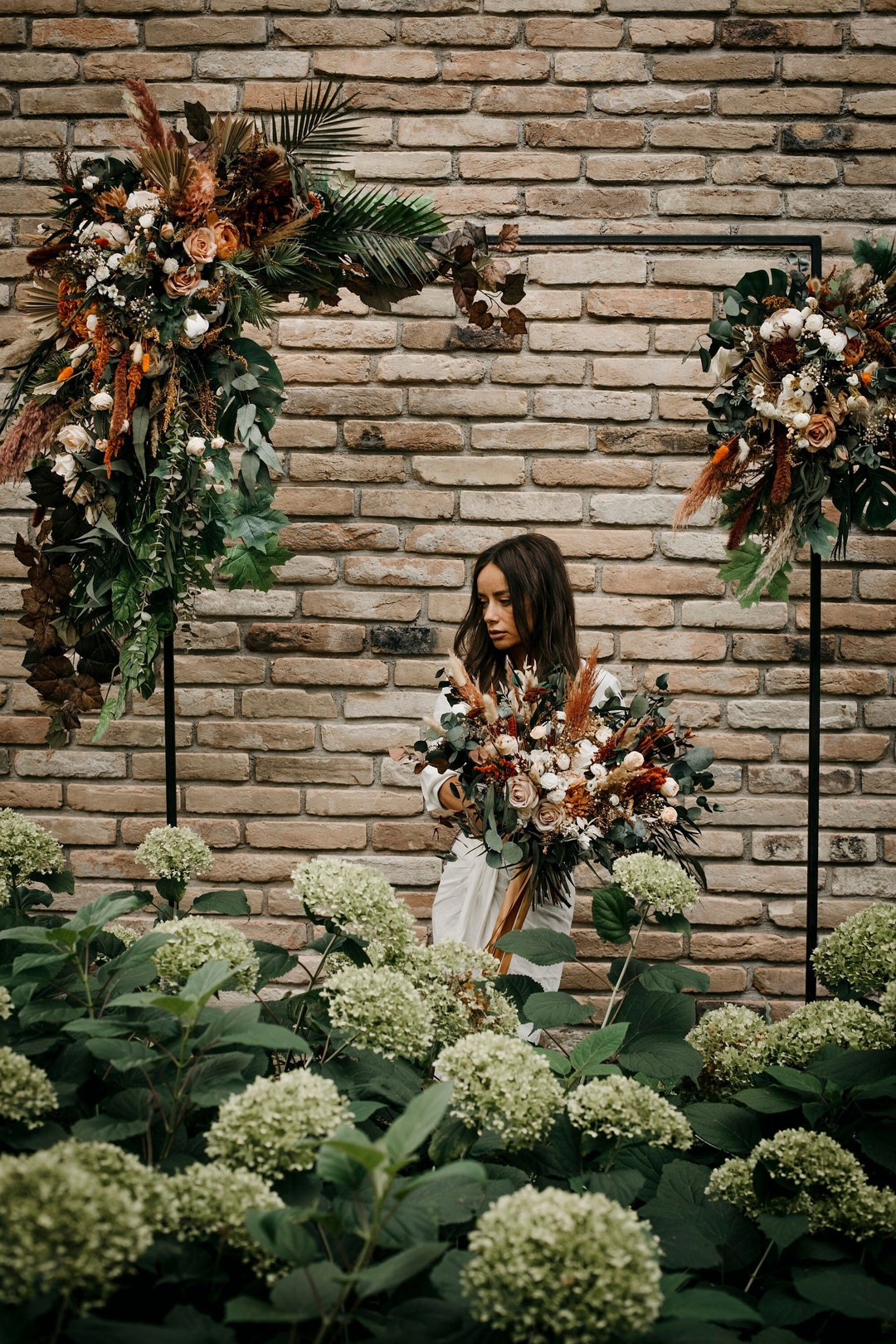 SIOBHAN Arch Pieces Rust Brown, Ivory, White, Burnt Orange Wedding Arbor Decoration / Boho Floral Arrangement / Flowery Bridal... 