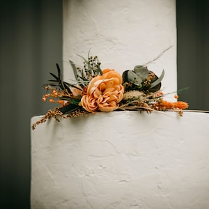 KALLALA small cake topper | Wild light orange ivory peach wedding cake flowers / Boho floral cake topper decoration / Wedding bohemian decor