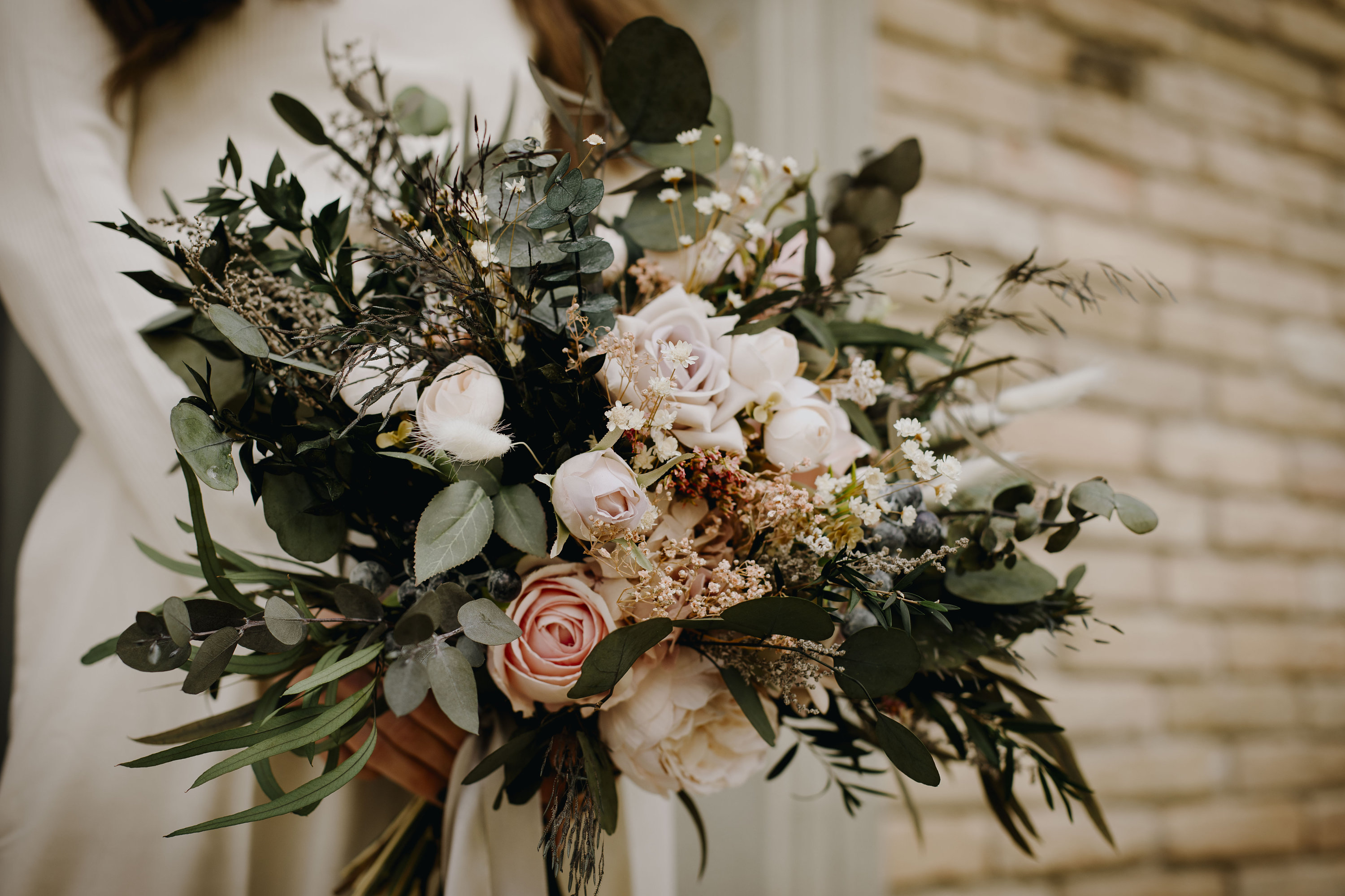 ENNAJAH Bouquet | Blush Soft Pink, Ivory Greenery Flower Bouquet / Boho  Floral Wedding Bunch for Bride/bridal Bohemian, Preserved Eucalyptus - Etsy  New Zealand