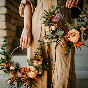 KALLALA hoop | Light orange ivory peach wedding bridesmaid/child hoop / Boho floral hanging ring decoration / bohemian decor / Flower circle
