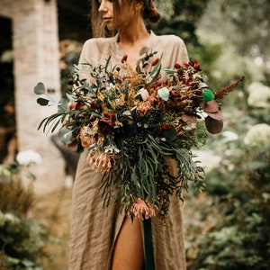 SHERIDIN bouquet Dark greenery, burgundy, dark blue, rust/browns, cream tones / Boho floral minimal bridal bunch bride / Bohemian wedding image 4