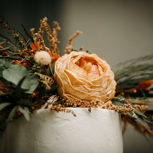 KALLALA bigger cake topper | Wild light orange ivory peach wedding cake flowers / Boho floral cake topper decoration /Wedding bohemian decor