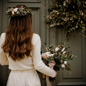 ENNAJAH smaller bouquet | Blush soft pink, ivory greenery bouquet /Boho floral wedding bunch for bride/Bridal bohemian, preserved eucalyptus