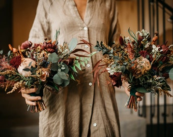 SHERIDIN bridesmaids bouquet | Dark greenery, burgundy, dark blue, rust/browns, cream tones / Boho bridal bunch bride / Bohemian wedding
