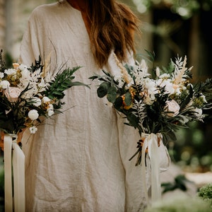 SYREETA bouquet | Wild white champagne tans greenery toned small/bridesmaids wedding bouquet / Boho minimal bunch for bride /bridal bohemian