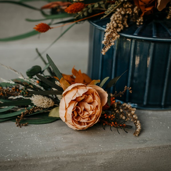 Petit gâteau KALLALA | Fleurs de gâteau de mariage pêche ivoire orange clair sauvage / Boho floral cake topper decoration / Wedding boho decor