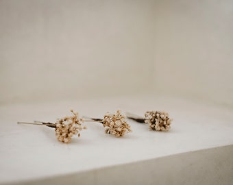 SIMPLA pin | Ivory tones, minimalist preserved flower grip / Bridal/bridesmaids boho wedding piece accessory /Bride floral hair slide