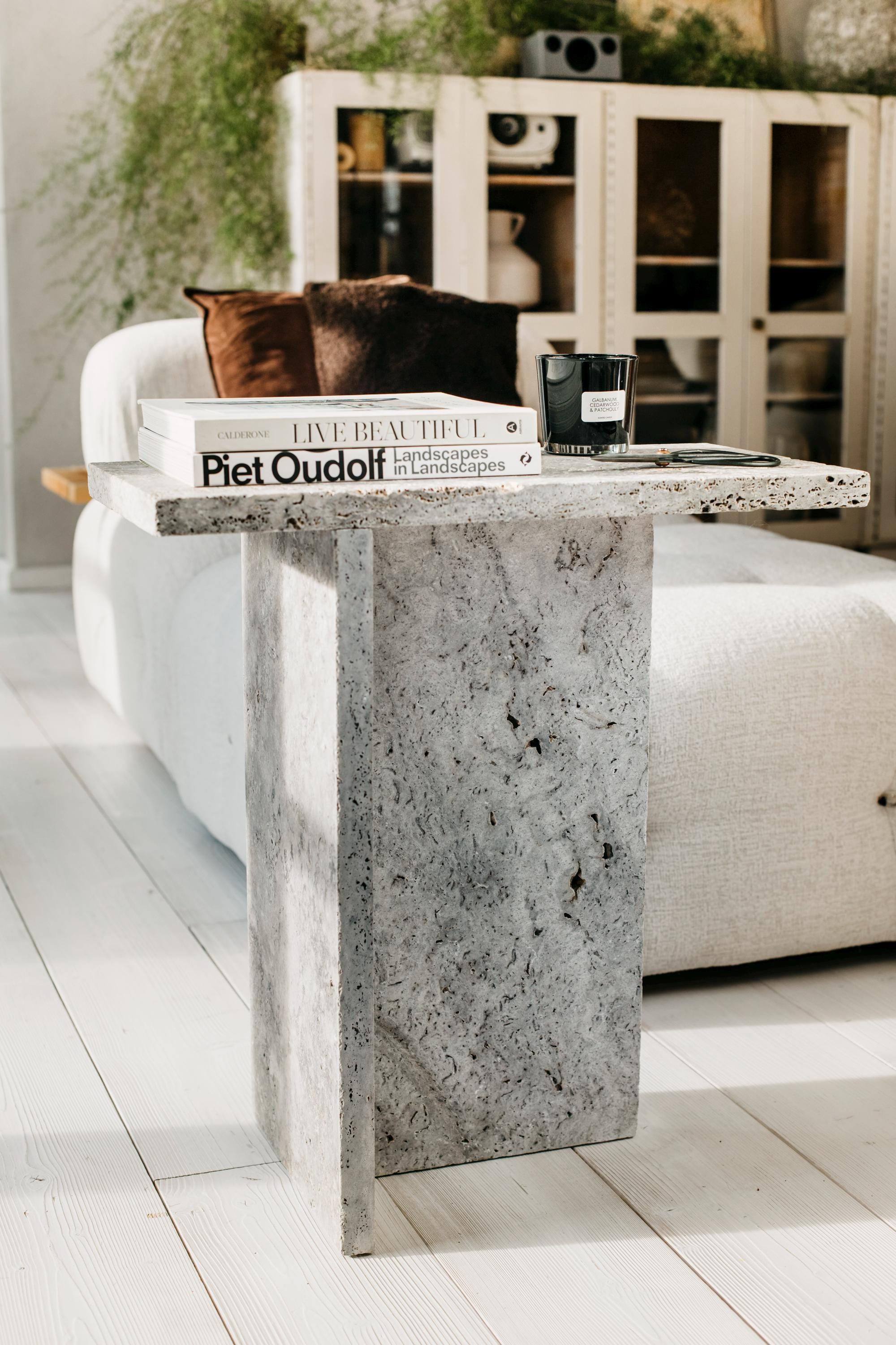 Buy JAZZAL L Stone Table / Grey Tones, Minimalist Natural