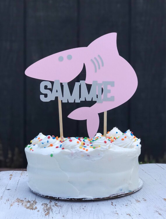 Shark Cake Topper Pink Or Blue Custom Shark Topper Etsy
