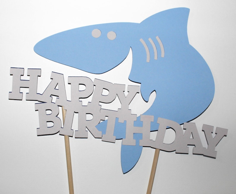Shark Cake Topper Happy Birthday Shark Cake Topper Shark | Etsy
