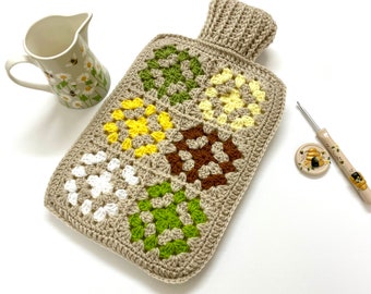 A Crocheted Hot Water Bottle Cover