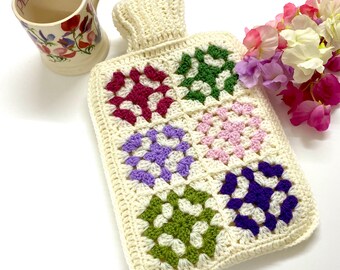 A Crocheted Hot Water Bottle Cover