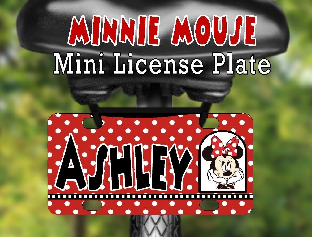 Minnie Mouse Mini License Plate Personalized Custom Bicycle - Etsy