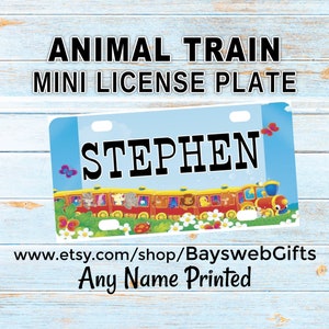 ANIMAL TRAIN Mini Personalized License Plate Custom Bike Accessory for Wagons Tricycles Scooters ATV&#39;s 4 Wheelers Motorcycles Bicycle