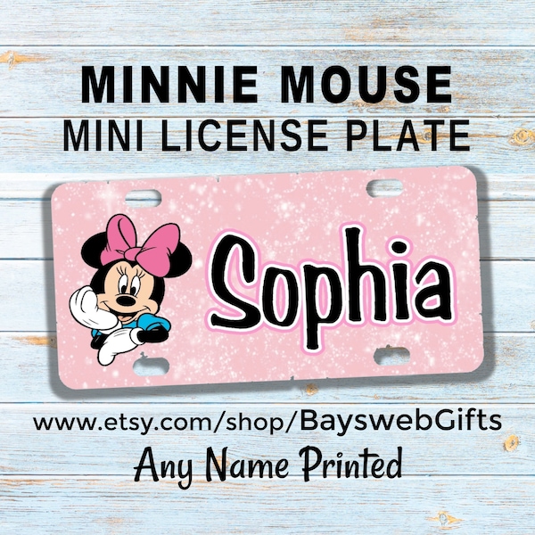 MINNIE MOUSE  Mini License Plate Personalized design#2 Custom Bike Accessory, Bike Tag for Wagons, Tricycles, Scooters, ATV's, 4 Wheelers