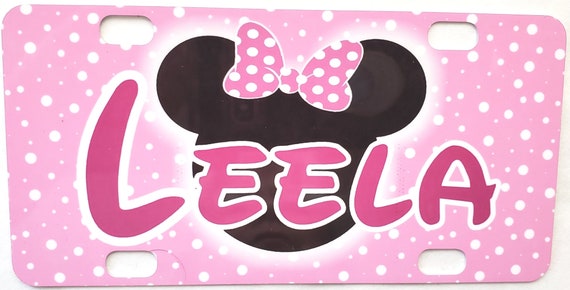 PINK MINNIE MOUSE MINI LICENSE PLATE Any Name Personalized Kids Bicycles Wagons