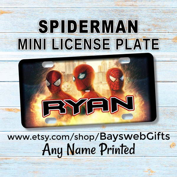 SPIDERMAN #6 Mini License Plate Personalized Bike Accessories Custom Bike Tag for Wagons Tricycles Scooters ATV's 4 Wheelers Motorcycles