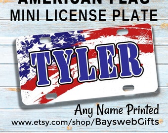 AMERICAN FLAG Mini License Plate, Personalized, Custom Bike Accessory, Wagons, Tricycles, Scooters, ATV's, 4 Wheelers,  Bike Tag