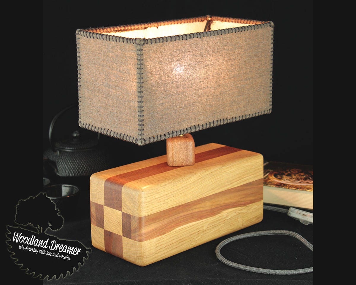 Wooden Table Lamp Wooden Bedside Lamps Wood Base Lamp Etsy