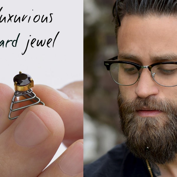 Unique beard jewelry decoration is a luxurious black crystal diamond in 18K gold finish