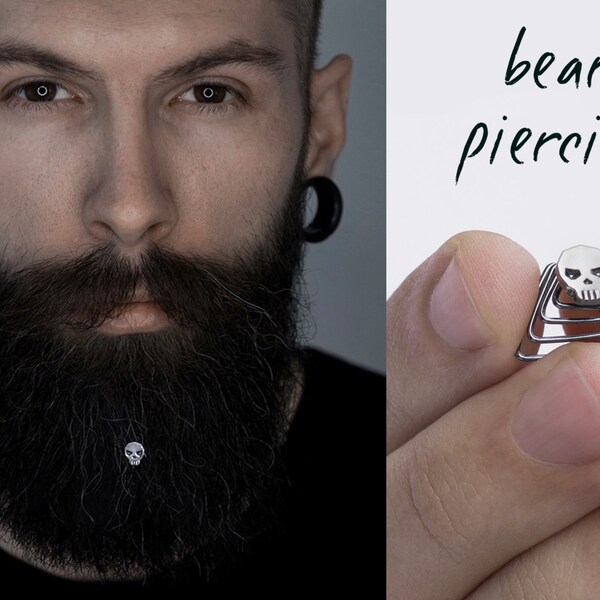 Beard skull piercing is a new beard gear made in Italy, the most stylish jewelry best gift for him