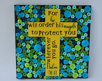 Buttons Boy Cross Prayer Canvas