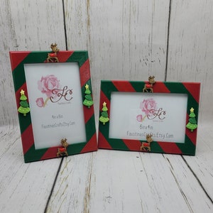 Candy Cane Reindeer Christmas Photo Frame