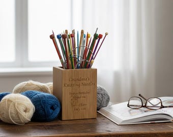 Personalised Knitting Needle And Crochet Hook Bamboo Storage Holder Engraved