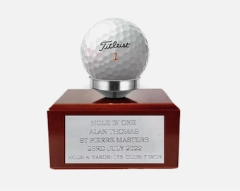 Hole In One Golf Ball Single Wooden Display Stand Personalised