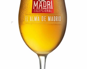 Personalised Madri Excepcional Chalice Pint Beer Glass Engraved