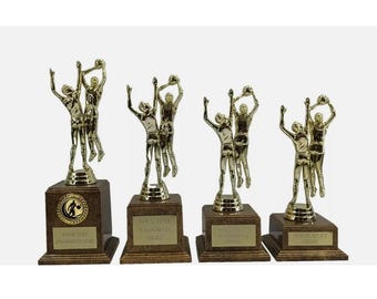 Engraved Gold Double Basketball Player Trophy Award In 4 Sizes Personalised