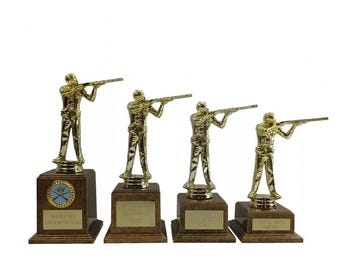 Engraved Gold Male Shooting Trophy In 4 Sizes Personalised