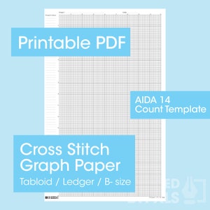 STAMPABILE / Aida 14 Carta millimetrata punto croce / Tabloid / Ledger / B-Size / 11x17 / 14 conteggi tessuto / PDF Download istantaneo
