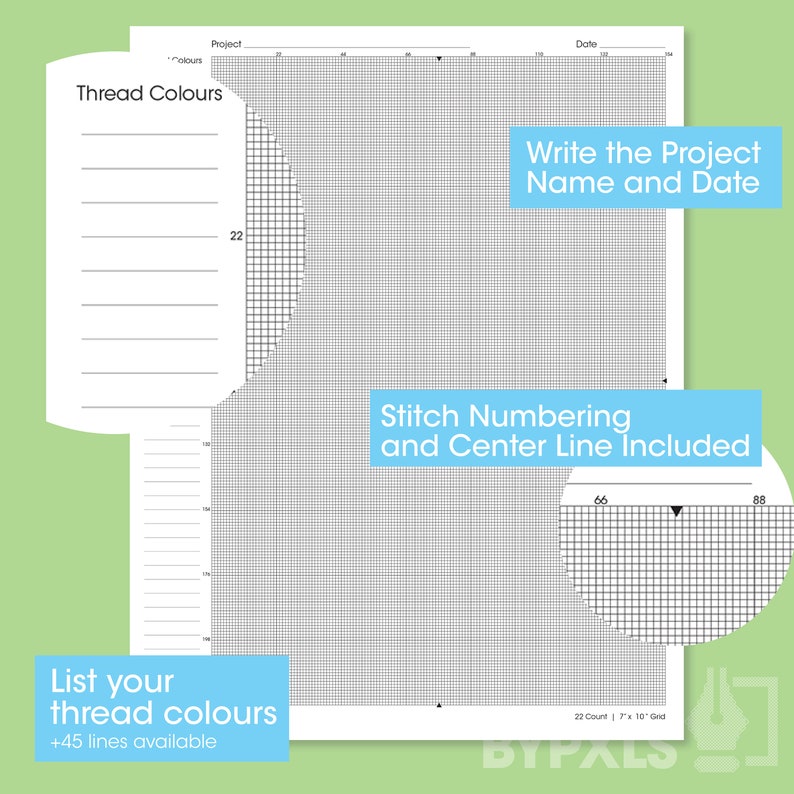 Aida 22 Count Cross Stitch Graph Paper (PDF Download) - Etsy