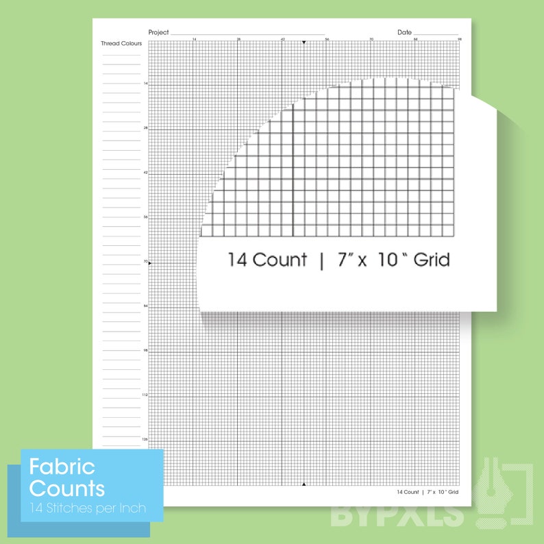 PRINTABLE Aida 14 Cross Stitch Graph Paper Letter/a4 14 Fabric Counts