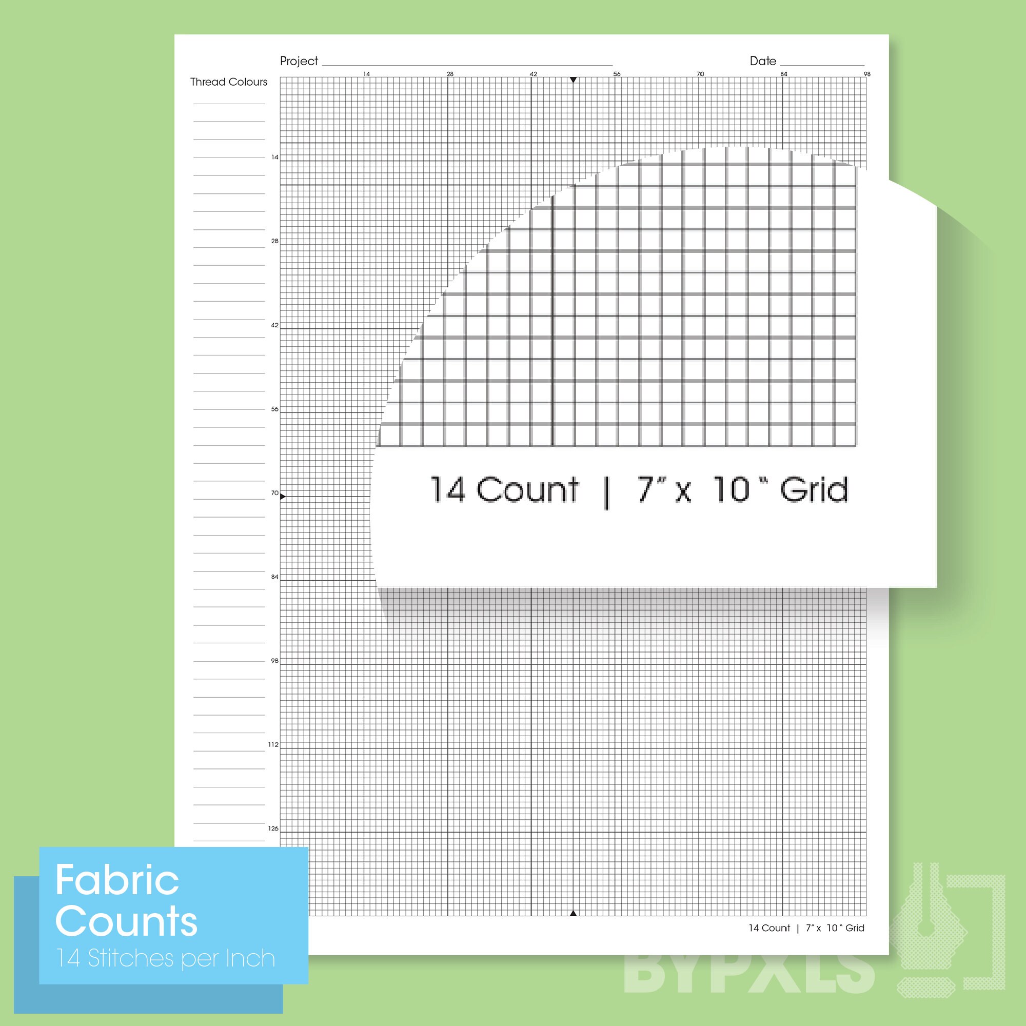 PRINTABLE Aida 14 Cross Stitch Graph Paper Letter/a4 14 Fabric Counts