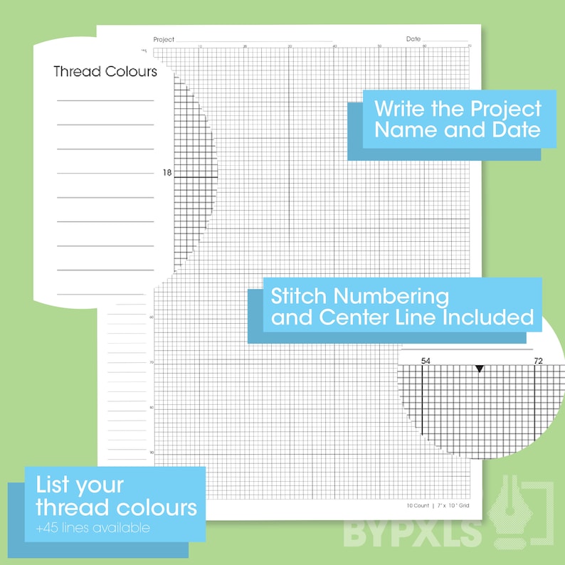 PRINTABLE Aida 10 Cross Stitch Graph Paper Letter/a4 10 Fabric Counts