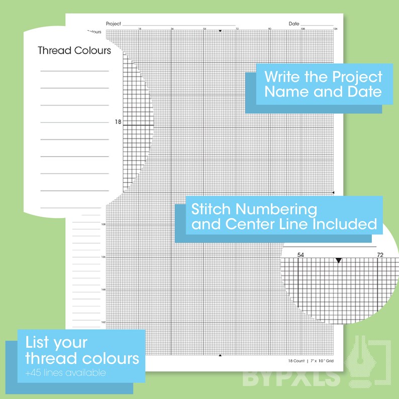 PRINTABLE Aida 18 Cross Stitch Graph Paper Letter/a4 18 Etsy