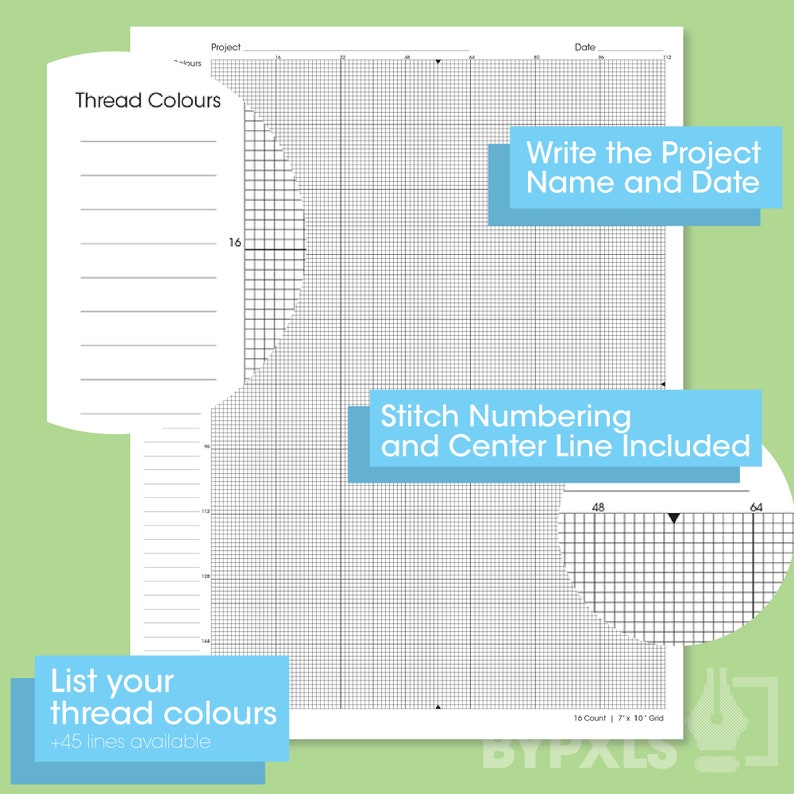 PRINTABLE Aida 16 Cross Stitch Graph Paper Letter/a4 16 Fabric Counts