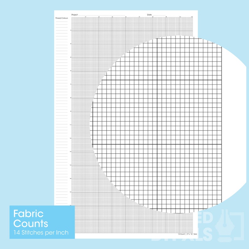 PRINTABLE Aida 14 Cross Stitch Graph Paper Tabloid / Ledger / Bsize