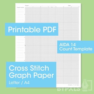 STAMPABILE / Carta millimetrata Aida 14 per punto croce / Lettera/A4 / 14 conteggi tessuto / Download istantaneo PDF