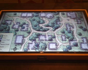 49" Digital Map Case / Battle Mat for Dungeons & Dragons, Pathfinder and other Tabletop RPGs (with Fog of War) Optional Lichtenberg Figures