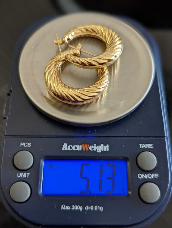 Large 14K Yellow Gold Twist Tube Hoop Earrings - image 4