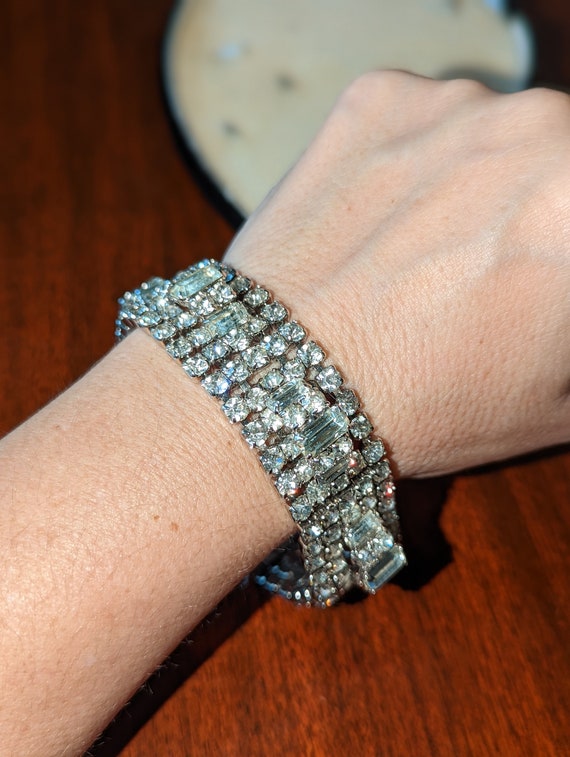 Stunning Mid Century Rhinestone Bracelet - image 5