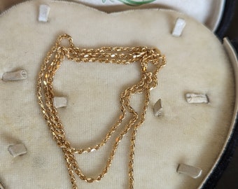 Collana vintage a catena di corda in oro 14k 24 ", 9,47 g