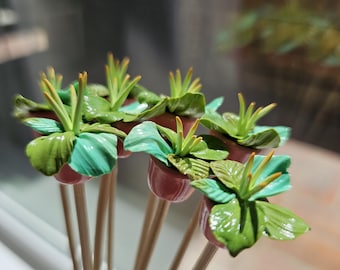 Plantas de interior, adorno para maceta rosa y difusor de caña, accesorios para palitos de flores, polímero