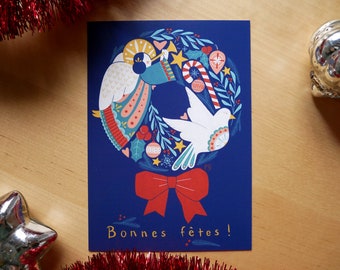 Christmas wreath greeting card