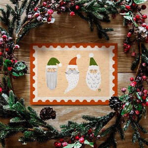 Carte de vœux // Timbre Famille Santa