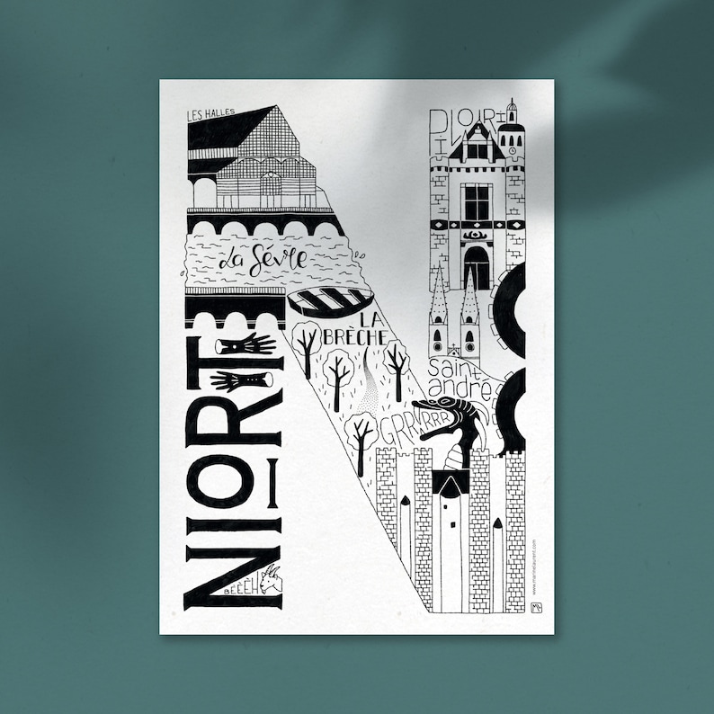 Carte illustrée Niort Bild 1