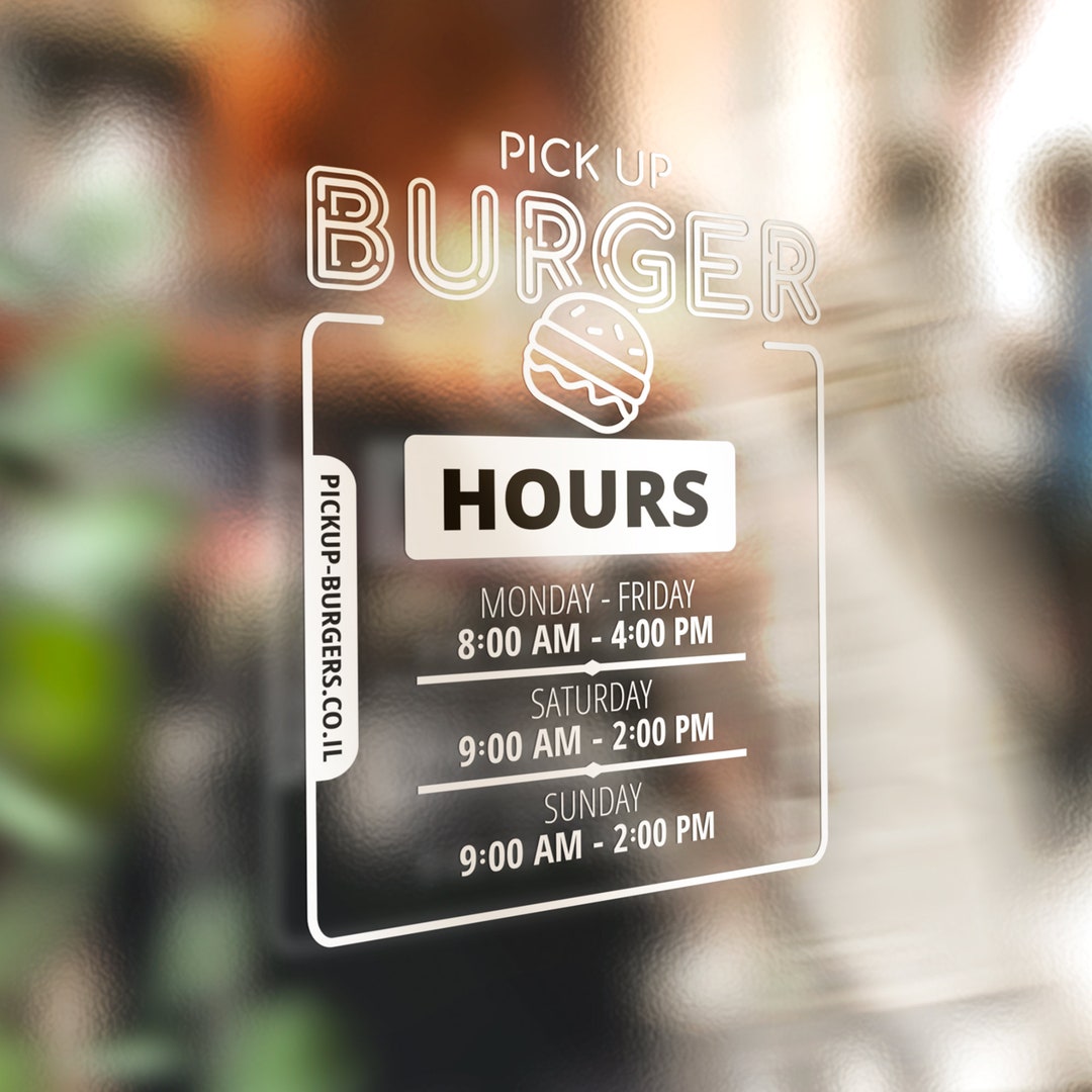Hours of Operation Decal Personalised, Opening Hours Times Business